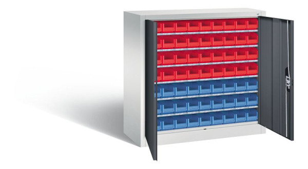 C+P Magazinschrank Serie 13, H1000xB1000xT420mm, Farbe: Lichtgrau / Schwarzgrau, 133944-24 S10015
