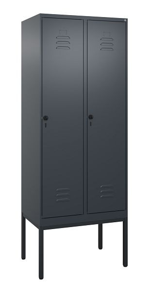 C+P Umkleidespind Classic PLUS mit Mitteltrennwand, Gestell, 2 Abteile, 2120x800x500mm, 7016/7016, Drehriegel, 0800307-22F S10012