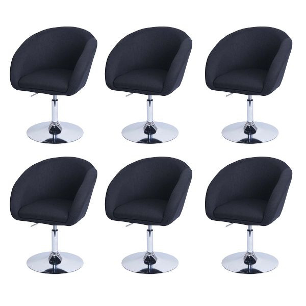 Mendler 6er-Set Esszimmerstuhl HWC-F19, Küchenstuhl Drehstuhl Loungesessel, drehbar höhenverstellbar, Stoff/Textil anthrazit, 6x94687