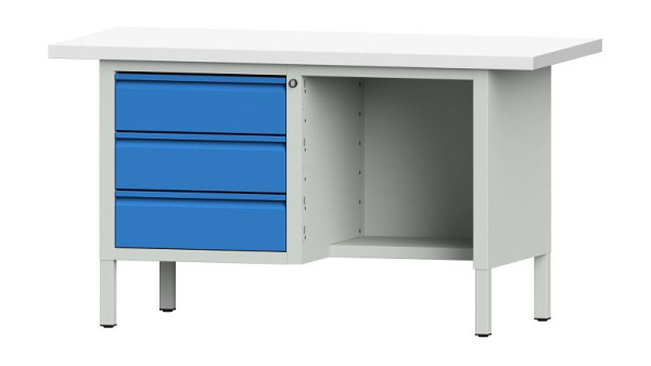 ANKE Werkbänke Kastenwerkbank, Modell 303 E, 1500 x 700 x 840 mm, RAL 7035/5012, KSP 40 mm, 510.302