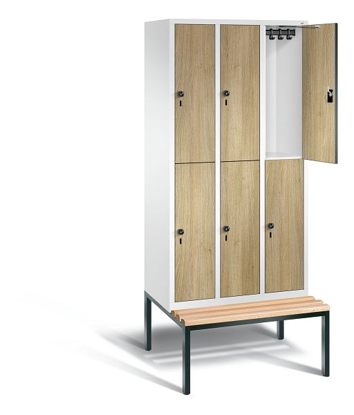 C+P Spind doppelstöckig Evolo, H2090xB900xT815mm, Farbe: Verkehrsweiß / Dekor Eiche Sereno, 48350-30 S10328