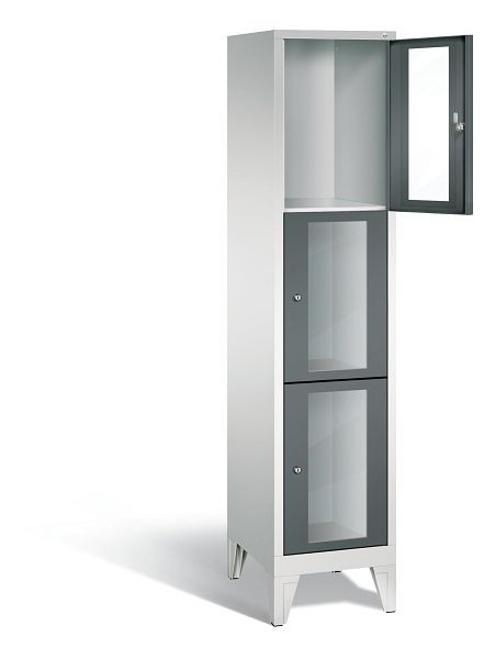 C+P Schließfachschrank Classic, H1850xB420xT500mm, Farbe: Lichtgrau / Anthrazitgrau, 8010A123 S10020