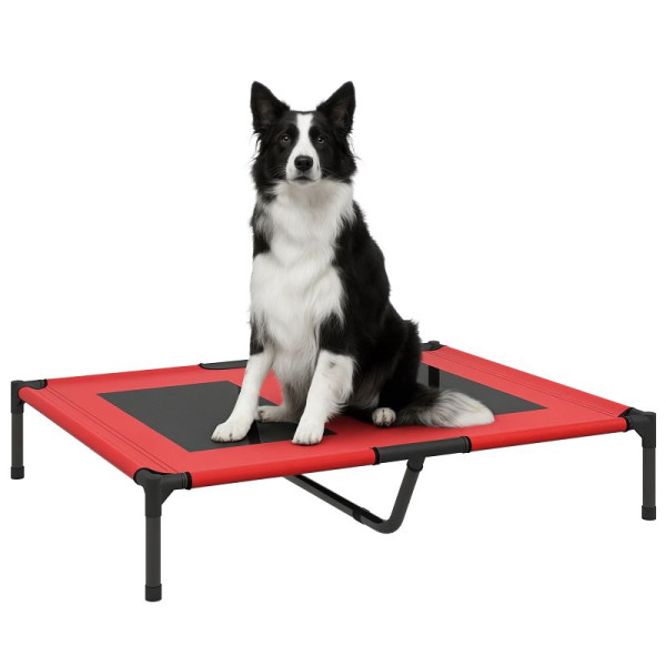 PawHut Hundebett, Hundeliege, robust, erhöht & wetterfest, bis 50 kg, 92x76x18cm, Rot, D04-033V00RD