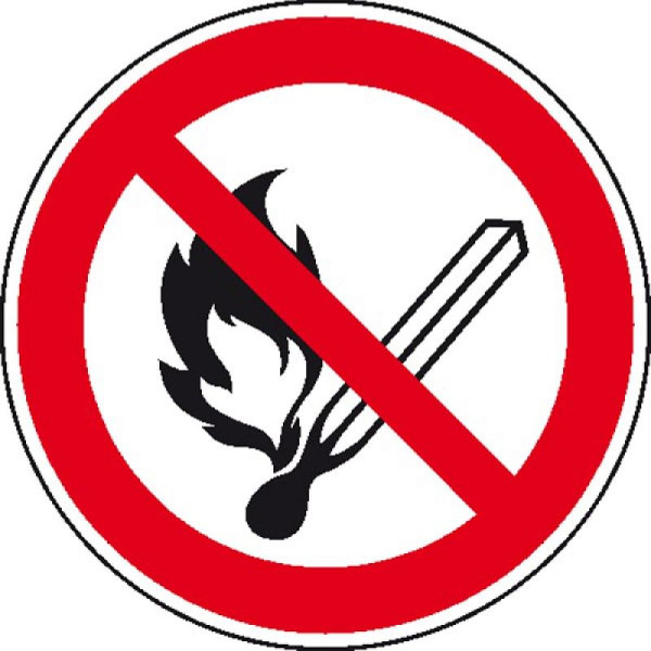 Stein HGS Verbotsschild, keine offene Flamme Feuer, offene Zündquellen und Rauchen verboten, 315 mm / Folie, selbstklebend, 21.0811