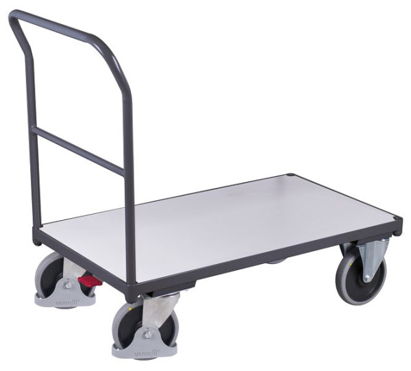 VARIOfit ESD Schiebebügelwagen, Ladefläche: 1.030 x 600 mm, RAL 7024 graphitgrau elektrisch, sw-600.141