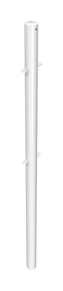 Schake Schutzzaungitter Zaunfeld-Element und Standpfosten, Standpfosten Mittelpfosten mit 4 Verbindungslaschen, feuerverzinkt und weiß beschichtet, 418_44B