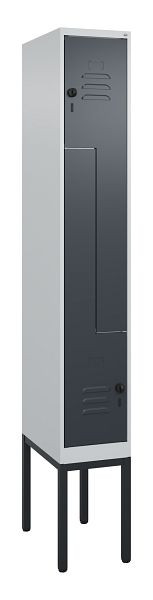 C+P Z-Spind Classic PLUS, Gestell, 2 Abteile, 2120x300x500mm, 7035/7016, Drehriegel, 0800337-102 S10008