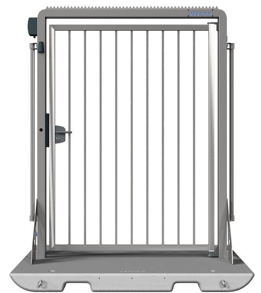 SCHAKE-VECTOR Mobile Tür V-Door, verzinkt, ohne Zutrittskontrolle, mit Bauzaunmodul, auf Plattform montiert, mit Klinke, VPDP22VOB0191