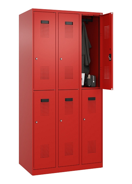 C+P Doppelstöckiger Spind Evolo PLUS, 6 Fächer, 1850x900x500mm, 3020/3020, Zylinderschloss, 049300-30 S10052