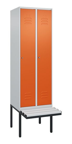 C+P Umkleidespind Classic PLUS, 2 Abteile, 2120x600x815mm, 7035/2004, Zylinderschlösser, 3 Doppel-Haken, 0800407-20 S10124