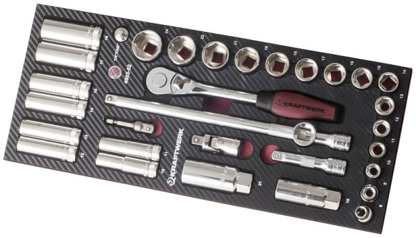 Kraftwerk Steckschlüsselsatz 3/8 Zoll in COMPLETO EVA3 Werkzeug-Einlage 32-teilig, 4903-02