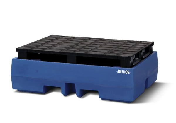 DENIOS Auffangwanne aus Polyethylen (PE) für 2 Fässer à 200 L, 270 L Auffangvolumen, mit Palette, 328300