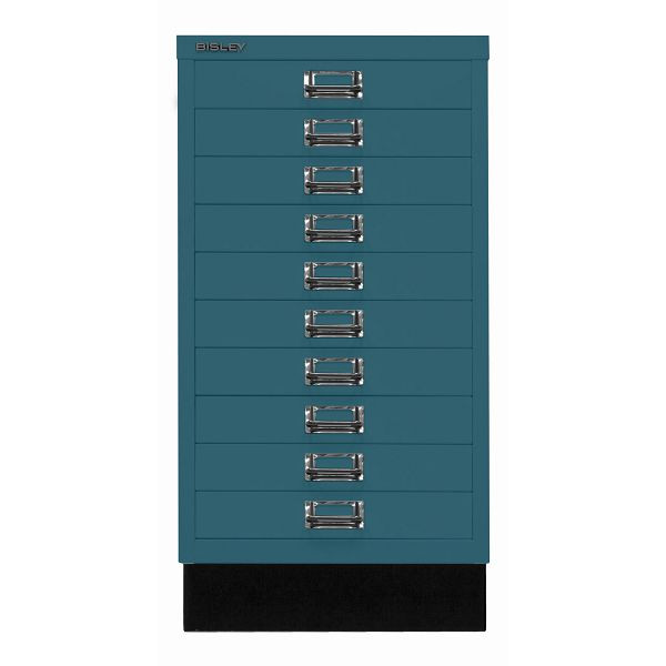 Bisley MultiDrawer™, Inkl. Sockel, DIN A3, 10 Schubladen, 653 ozeanblau, L29A310S653