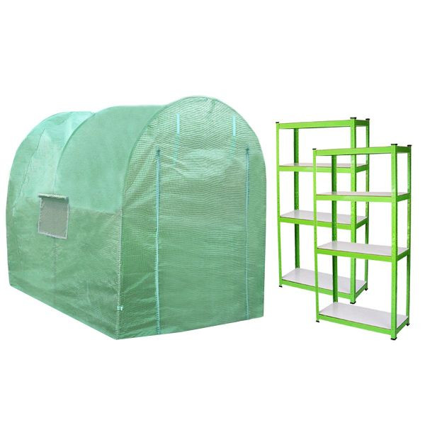 Monster Polytunnel 19mm 2.5m x 2m mit Regale, Grün, 27948