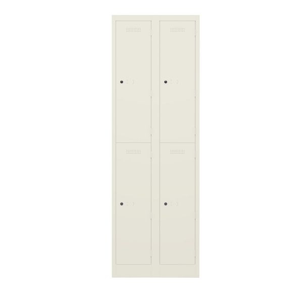 Bisley Garderobenschrank Primary Locker, 2 Abteile mit je 2 Fächern übereinander, 625 reinweiß, PL3050D2625