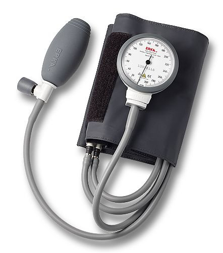 ERKA Blutdruckmessgerät mit Zweischlauch-Manschette green cuff Superb D-RING, Farbe grau, im Etui Switch 2.0 SIMPLEX, Größe: 34-43cm, 294.44894