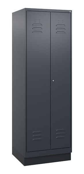 C+P Umkleidespind Classic PLUS, Doppel-Spind, Sockel, 2 Abteile, 1800x600x500mm, 7016/7016, Zylinderschloss, 0800227-20P S10027