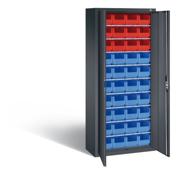 C+P Magazinschrank Serie 13, H1690xB700xT300mm, Farbe: Schwarzgrau, Muldengriff, 133413-28 S10015