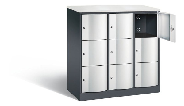 C+P Schließfachschrank Resisto, H1255xB1148xT540mm, Farbe: Schwarzgrau / Lichtgrau, 8573-372 S10692
