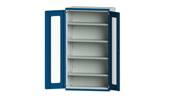 ANKE Werkbänke Schwerlastschrank, Modell 101, 1085 x 500 x 1950 mm, Sichtausschnitt aus Plexiglas, RAL 7035/5010, 620.231