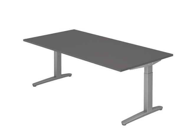 Hammerbacher Schreibtisch C-Fuß 200x100cm Graphit/Silber, Rechteckform, VXB2E/G/SS