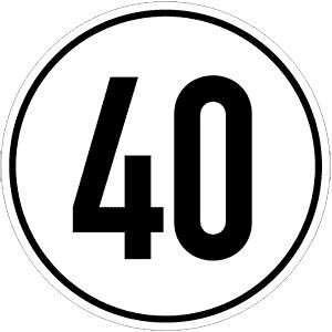 Moedel Geschwindigkeitsschild, 40 km/h, Alu, Ø 200 mm, 54266