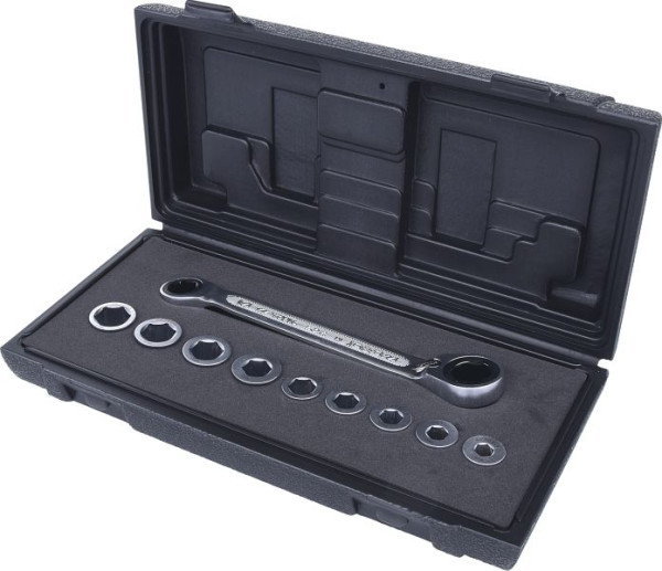 KS Tools GEARplus Doppel-Ratschenringschlüssel-Satz umschaltbar 10-teilig, 503.4645