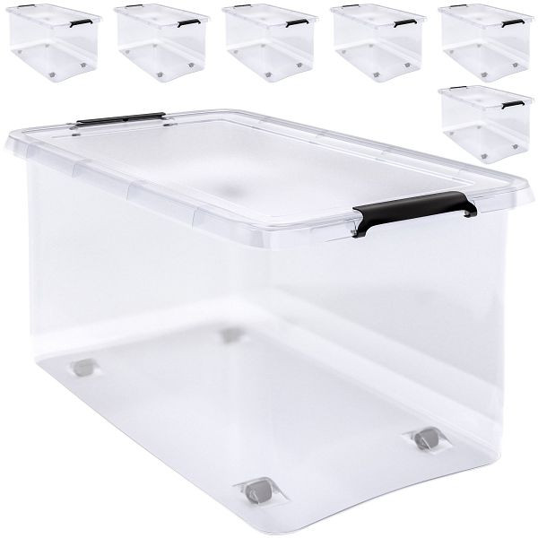 DEUBA Aufbewahrungsbox, VE: 6er-Set Transparent 60x40x35cm 60L stapelbar, 996820