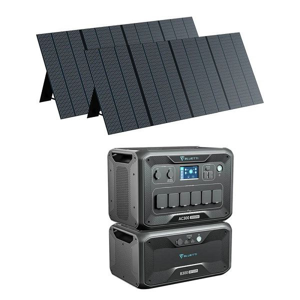 BLUETTI AC300 Stromaggregat + B300 Batteriespeicher + 3x PV200 Solarpanele, AC300+B300+3xPV200