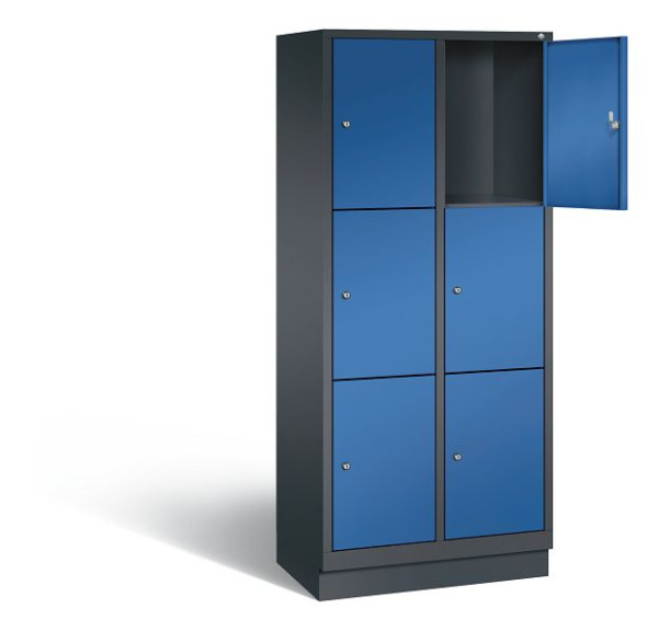 C+P Schließfachschrank Evolo, H1800xB810xT500mm, Farbe: Schwarzgrau / Enzianblau, 48020-223 S10023