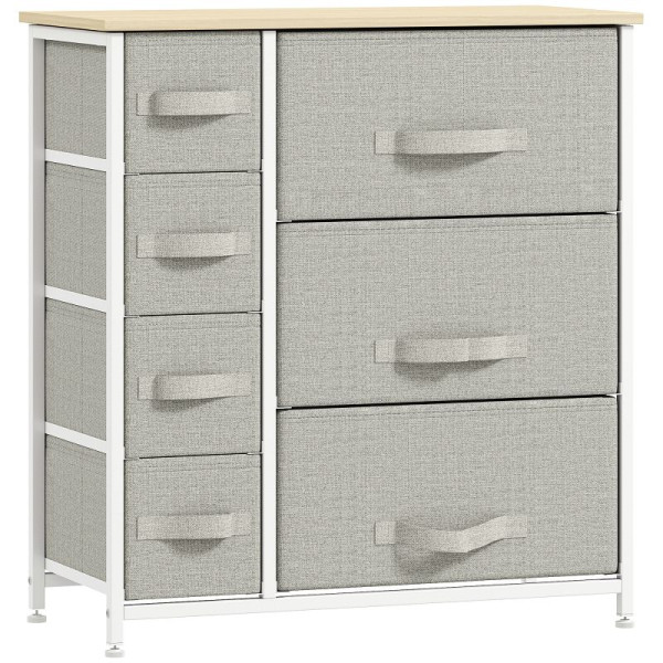 HOMCOM Kommode, Sideboard, 7 faltbare Stoffschubladen, Metallgestell, 63,5 x 30 x 71 cm, 831-253V80