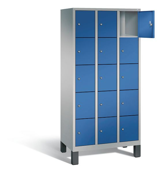 C+P Schließfachschrank Evolo, H1850xB900xT500mm, Farbe: Weißaluminium / Enzianblau, 48010-305 S10178