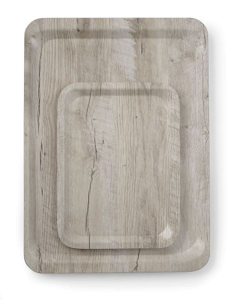 Hendi Serviertablett aus Melamin mit Holzoptik, 240 mm, Holz hell, 508909