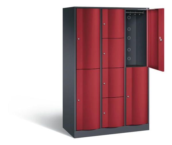 C+P Kombi-Schließfachschrank Resisto, H1950xB1148xT540mm, Farbe: Schwarzgrau / Rubinrot, 8070-3722 S10002