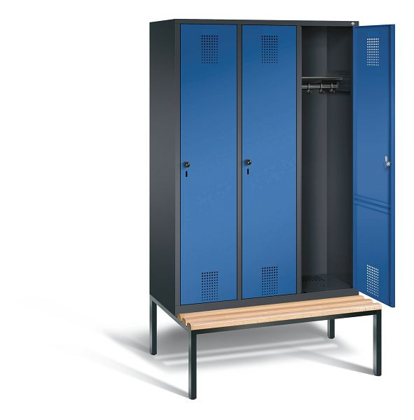 C+P Garderobenschrank Evolo, H2090xB1200xT815mm, Farbe: Schwarzgrau / Enzianblau, 48050-32 S10026