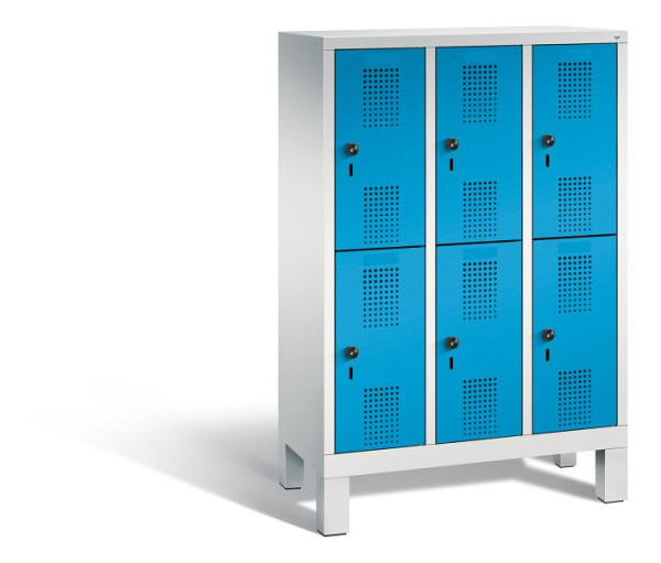 C+P Kindergarten-Spind doppelstöckig Evolo, H1350xB900xT300mm, Farbe: Lichtgrau / Lichtblau, 483103-30 S10058