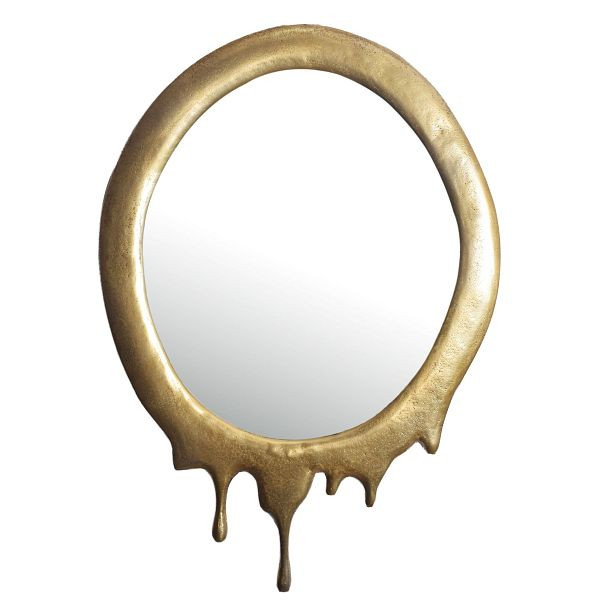 Wohnling Wandspiegel 50x71cm Metall Design Hängespiegel Gold, Aluminium Dekospiegel Oval mit Rahmen, Spiegel Wand Groß, WL7.106