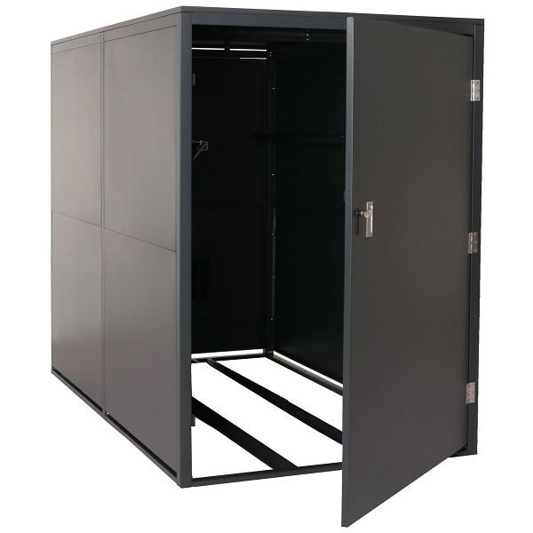 Mendler 2er-Fahrradgarage HWC-L56c, Gerätehaus Fahrradbox mit Ablage, abschließbar Metall 160x113x209cm, anthrazit, 106853+106854+106855