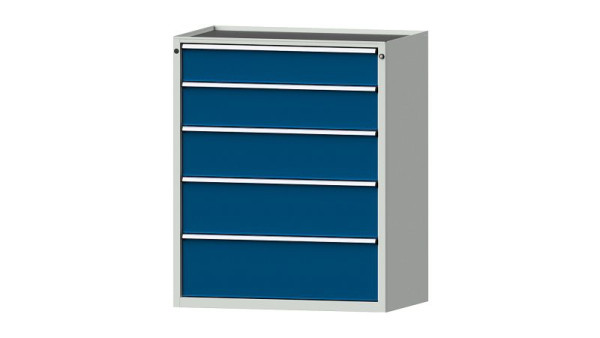 ANKE Werkbänke Schubladenschrank, Modell 4007 V, 1060 x 675 x 1280 mm, RAL 7035/5010, Wanne, 611.512