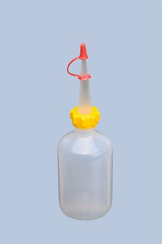 DENIOS Dosierflasche aus Kunststoff, Volumen 100 ml, rund naturfarbend, VE: 30 Stück, 308421