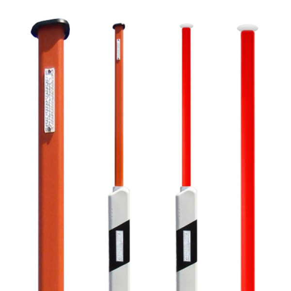 Stein HGS Sockel-Leitpfosten mit integriertem, ausziehbaren Schneeleitstab, rund, Ø 50 mm, Länge 1000 mm, orange, Betonsockel 30x30x25cm, 38971-04