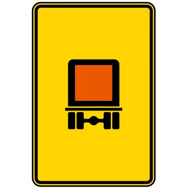 Stein HGS Vorwegweiser für kennzeichnungspflichtige Fahrzeuge mit gefährlichen Gütern, ohne Pfeilsymbol Nr. 442-51, 900x600mm /RA2/Alform, 442-51-222