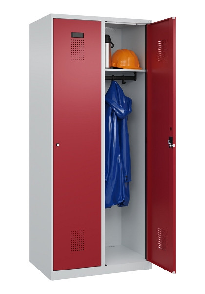 C+P Spind Evolo PLUS, 2 Abteile, 1850x800x500mm, 7035/3003, Verschluss Zylinderschloss, Ablageböden 2, 049000-22 S10031