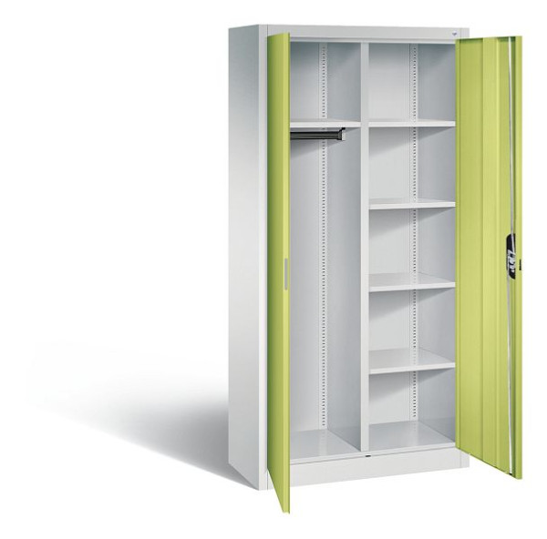 C+P Akten-/Garderobenschrank Acurado, H1950xB930xT400mm, Farbe: Lichtgrau / Viridingrün, Muldengriff, 5 OH, 9260-30 S10355