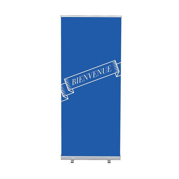 Showdown Displays Roll-Banner Budget 85 Komplettset Willkommen Blau Französisch, RBB085LSFI571