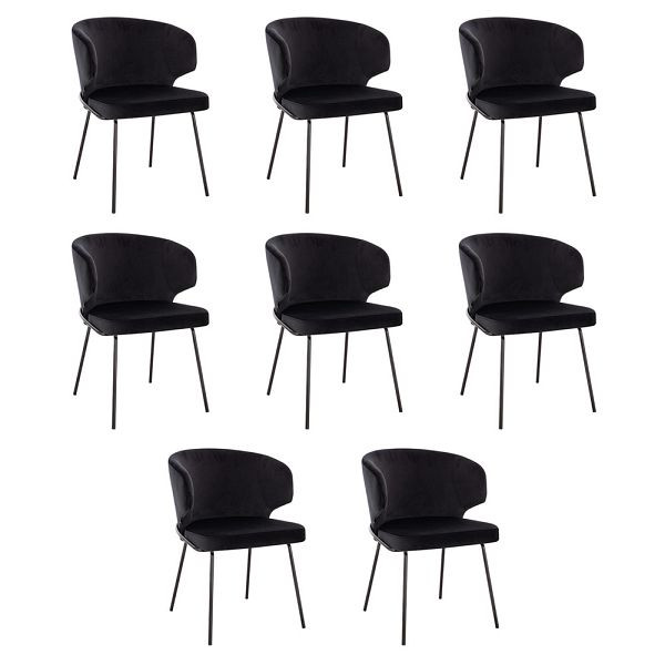 HOME DELUXE Esszimmerstuhl AMARA Samt Schwarz - Stückzahl: 8, 56004