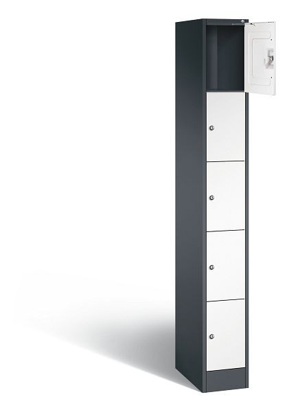 C+P Schließfachschrank Serie 8070, H1950xB240xT480mm, Farbe: Schwarzgrau / Verkehrsweiß, 80700-10 S10415