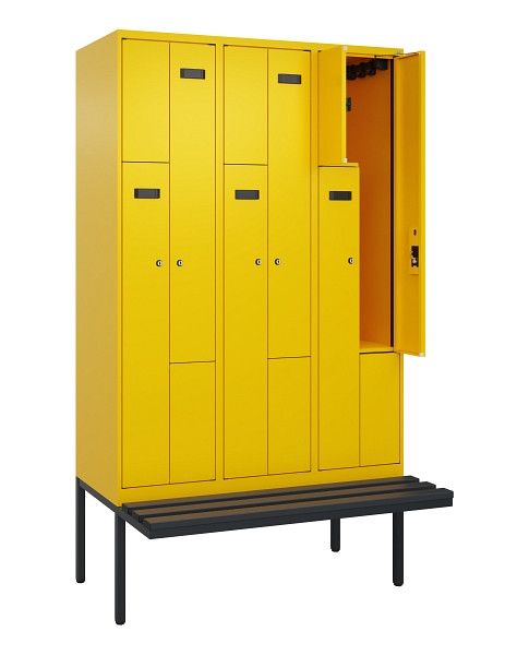 C+P Z-Spind Evolo PLUS, Bank, 6 Fächer, 2120x1200x815mm, 1023/1023, Zylinderschloss, Material Sitzfläche Kunststoff, 0490437-326 S10103