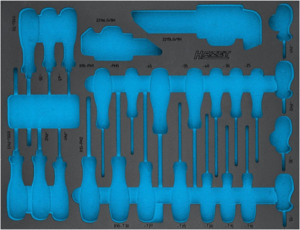 Hazet 2-Komponenten Weichschaum-Einlage, für 163-526/41 Abmessungen / Länge: 519 mm x 392 mm Ordnungssystem Größe: 3/3+ (519 x 392 mm), 163-526L