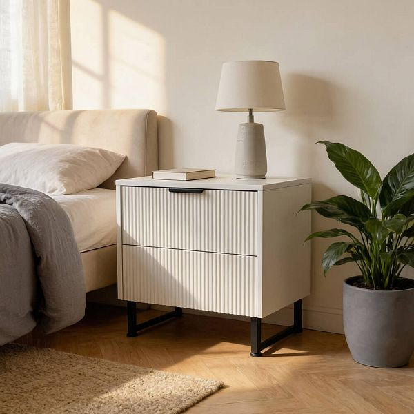 HOME DELUXE Nachttisch NYLA Weiß - 45 x 61 cm, 74301